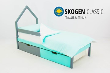 Детская кровать-домик мини Skogen графит-мятный в Благовещенске