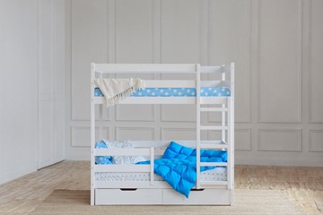 Детская 2-х ярусная кровать без крыши с ящиками, цвет белый в Благовещенске