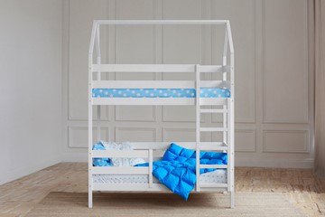 Двухъярусная кровать Домик, цвет белый в Благовещенске