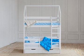 Детская двухэтажная кровать Домик с ящиками, цвет белый в Благовещенске