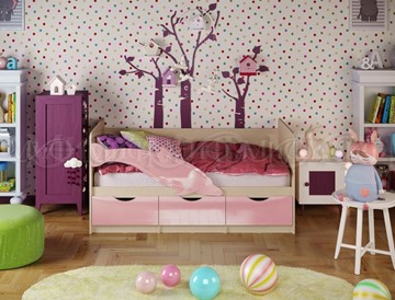 Детская кровать Дельфин-1, Розовый глянец 80х160 в Благовещенске