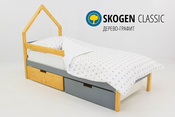 Кровать-домик в детскую мини Skogen дерево-графит в Благовещенске