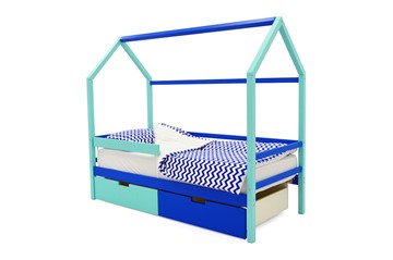 Детская кровать-домик Svogen синий-мятный в Благовещенске
