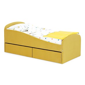 Мягкая кровать с ящиками Letmo 190х80 горчичный (велюр) в Благовещенске