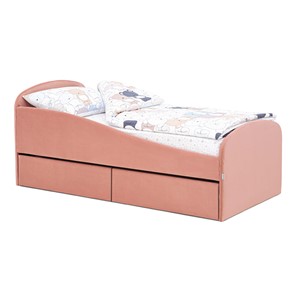 Кровать в детскую с ящиками Letmo 190х80 пудровый (велюр) в Благовещенске