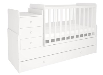 Кровать для новорожденных с комодом POLINI Kids Simple 1100 Белый в Благовещенске