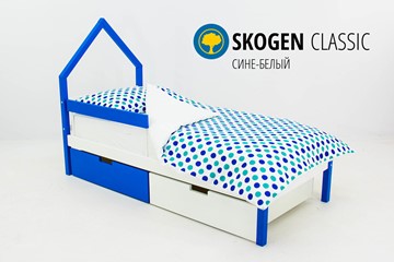 Кровать-домик детская мини Skogen сине-белый в Благовещенске