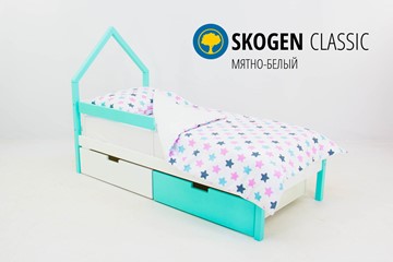 Кровать-домик в детскую мини Skogen белый-мятный в Благовещенске