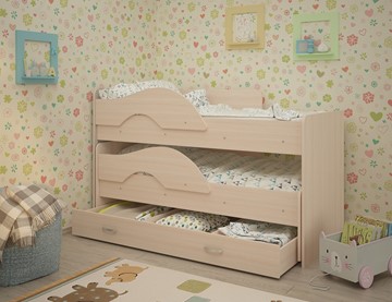 Детская кровать для мальчика Радуга 1.6 с ящиком, цвет Млечный дуб в Благовещенске