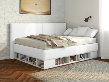 Подростковая кровать Орматек Lancaster 1, 120х200, ЛДСП белая, экокожа белая в Благовещенске