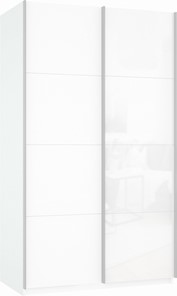 Шкаф-купе Прайм (ДСП/Белое стекло) 1200x570x2300, белый снег в Благовещенске