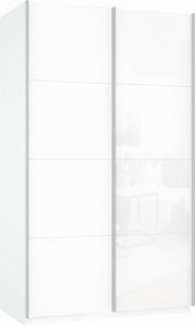 Шкаф-купе Прайм (ДСП/Белое стекло) 1400x570x2300, белый снег в Благовещенске