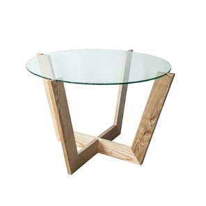 Круглый столик Оникс-10, Натуральный массив/Прозрачное стекло в Благовещенске
