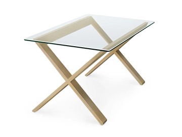 Стеклянный столик Оникс-11, Натуральный массив/Прозрачное стекло в Благовещенске