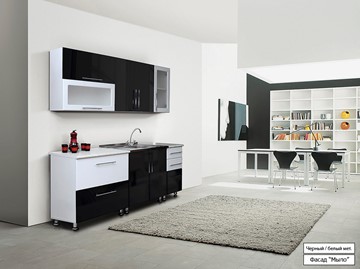 Модульная кухня Мыло 224 2000х918, цвет Черный/Белый металлик в Благовещенске