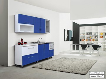 Кухня маленькая Мыло 224 2000х718, цвет Синий/Белый металлик в Благовещенске