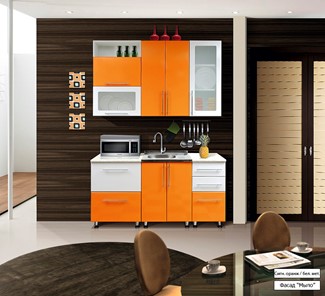 Готовая кухня Мыло 224 1600х918, цвет Оранжевый/Белый металлик в Благовещенске