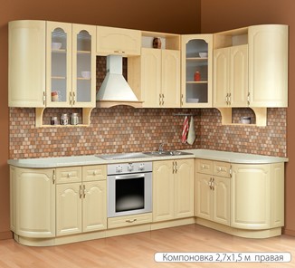 Модульная кухня Классика 2700х1500, цвет Дуб беленый в Благовещенске