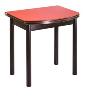 Кухонный раскладной стол СПГ-01 СТ1, венге ЛДСП/стекло оранжевое/38 прямые трубки крашеные коричневый в Благовещенске