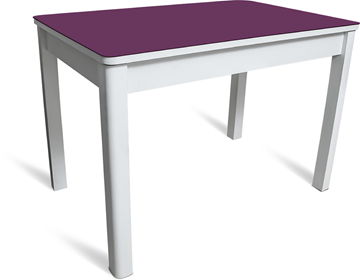 Обеденный стол Айсберг-05 СТ2, белое ЛДСП/фиолетовое стекло/40 массив белый в Благовещенске