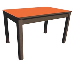 Кухонный стол Айсберг-04 СТ1, венге ЛДСП/стекло оранжевое/42 прямые массив венге в Благовещенске