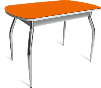 Стол на кухню ПГ-04 СТ белое/оранжевое/хром фигурные в Благовещенске
