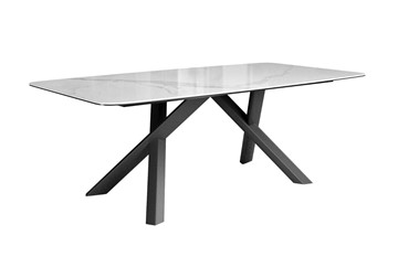 Керамический кухонный стол DikLine KS220 керамика Cloud (белый глянец C11)/опоры черные в Благовещенске