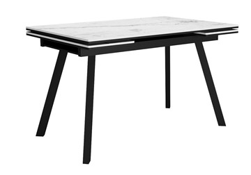 Керамический обеденный стол DikLine SKA125 Керамика Белый мрамор/подстолье черное/опоры черные (2 уп.) в Благовещенске