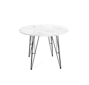 Круглый стол на кухню SHT-TU10 / SHT-TT 90 ЛДСП (мрамор кристалл/черный) в Благовещенске