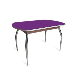Кухонный стол раздвижной ПГ-07 СТ2, дуб молочный/фиолетовое стекло/35 хром гнутые металл в Благовещенске