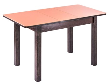 Кухонный стол раздвижной Айсберг-01 СТ1, венге ЛДСП/стекло оранжевое/42 прямые массив венге в Благовещенске