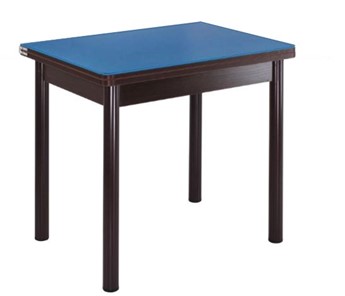 Кухонный пристенный стол СПА-01 СТ2, венге ЛДСП/стекло синие/38 прямые трубки крашеные коричневый в Благовещенске