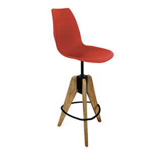 Барный стул SHT-ST29/S92 (красный ral 3020/брашированный коричневый/черный муар) в Благовещенске