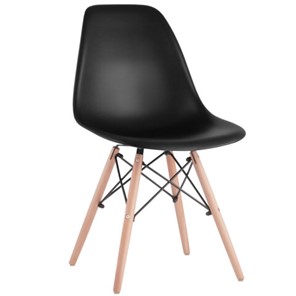 Комплект стульев 4 шт. BRABIX "Eames CF-010", пластик черный, опоры дерево/металл, 532631, 2033A в Благовещенске