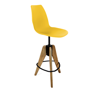 Барный стул SHT-ST29/S92 (желтый ral 1021/брашированный коричневый/черный муар) в Благовещенске