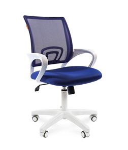 Кресло компьютерное CHAIRMAN 696 white, ткань, цвет синий в Благовещенске