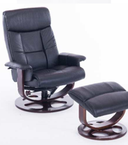 Кресло компьютерное ДамОфис J6011 для релаксации нат. кожа / дерево, черный в Благовещенске