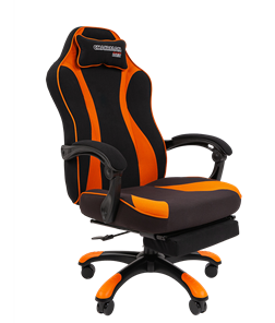 Кресло игровое CHAIRMAN GAME 35 с выдвижной подставкой для ног Ткань черная / Ткань оранжевая в Благовещенске