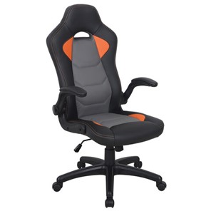 Кресло офисное BRABIX "Skill GM-005", откидные подлокотники, экокожа, черное/оранжевое, 532495 в Благовещенске