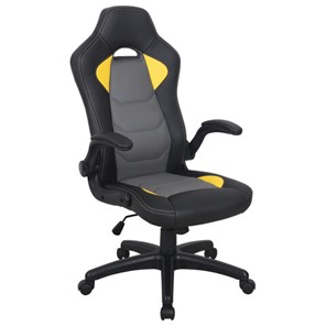 Кресло офисное BRABIX "Skill GM-005", откидные подлокотники, экокожа, черное/желтое, 532494 в Благовещенске