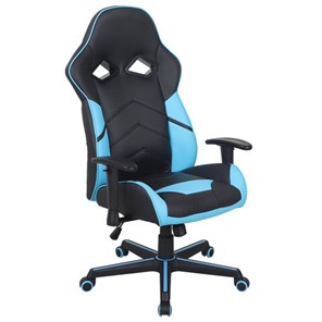 Кресло офисное BRABIX "Storm GM-006", регулируемые подлокотники, экокожа, черное/голубое, 532501 в Благовещенске
