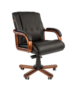 Кресло офисное CHAIRMAN 653M кожа черная в Благовещенске