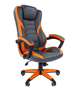 Офисное кресло CHAIRMAN GAME 22 эко кожа, серый/оранжевый в Благовещенске