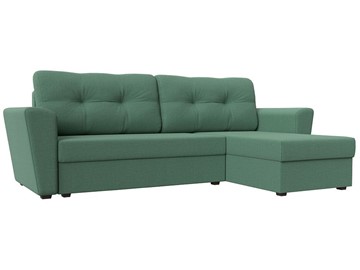 Угловой диван с оттоманкой Амстердам Лайт, Амур зеленый (рогожка) в Благовещенске