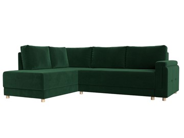 Угловой раскладной диван Лига-024, Зеленый (Велюр) в Благовещенске
