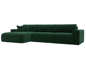 Угловой диван Лига-036 Классик лонг, Зеленый (велюр) в Благовещенске