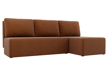 Угловой диван с оттоманкой Поло, Коричневый (рогожка) в Благовещенске