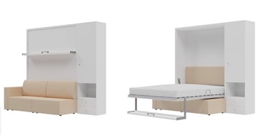 Кровать подъемная Кровать-трансформер Smart (КД 1400+ШП), шкаф правый, левый подлокотник в Благовещенске
