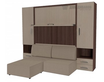 Шкаф-кровать Кровать-трансформер Smart (ШЛ+КД 1600+ШП+Пуф), 2 шкафа, без подлокотников в Благовещенске