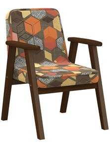 Кресло в гостиную Ретро ткань геометрия коричневый, каркас орех в Благовещенске